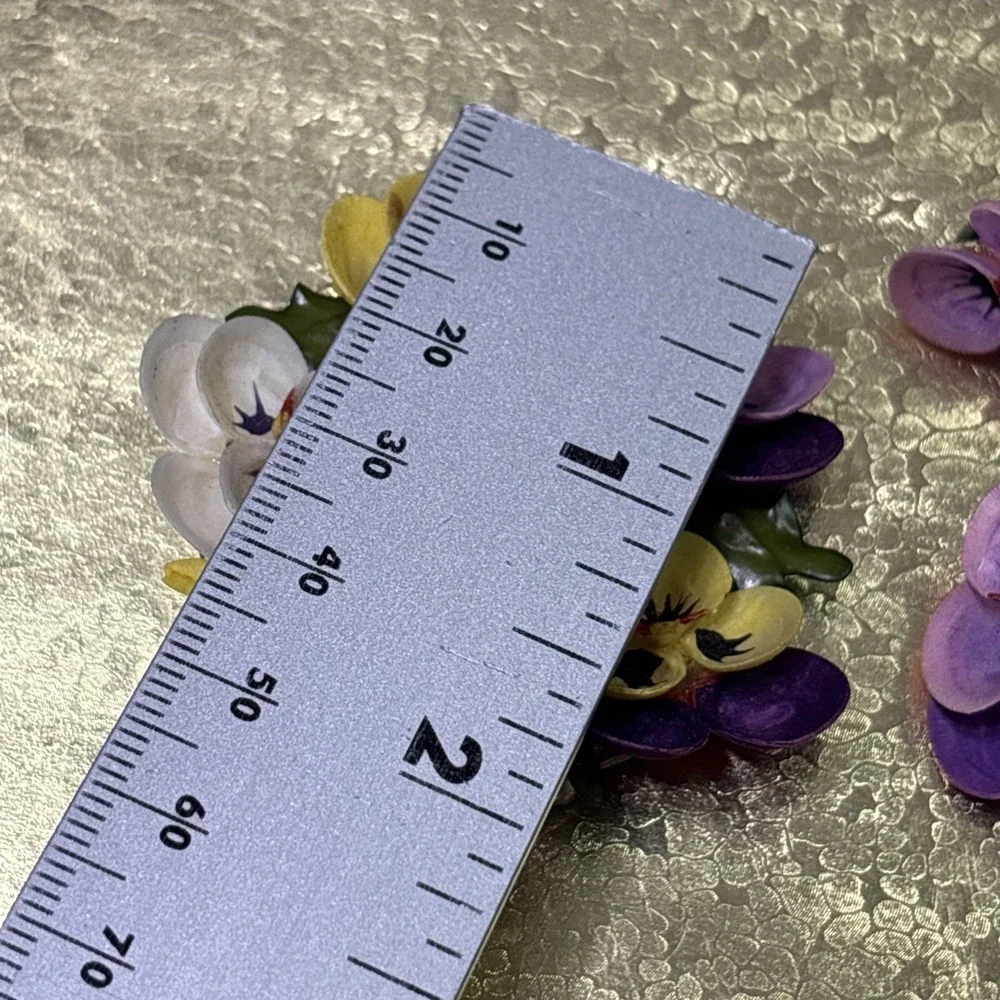 Vintage 1940s 1950s Handmade Seashell Pansy Brooch Pin & Screw Back Earrings Set